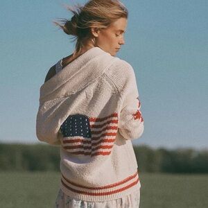Anthropologie Flag Sweater cardigan - Cream and Red